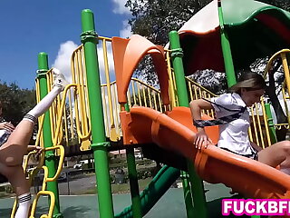 Teen best friends need far-out onlyfans content and go to a playground